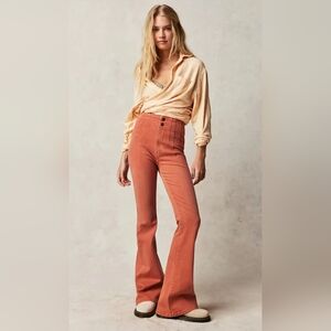 Free People Orange Flare Jeans